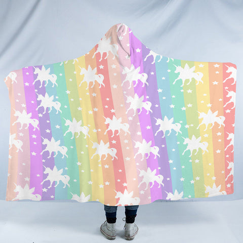 Image of Unicorns Pastel Stripes SWLM5462 Hooded Blanket