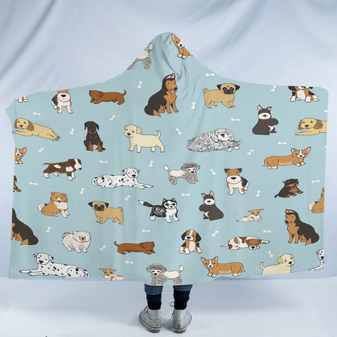 Image of Cute Dogs Drawing SWLM5464 Hooded Blanket