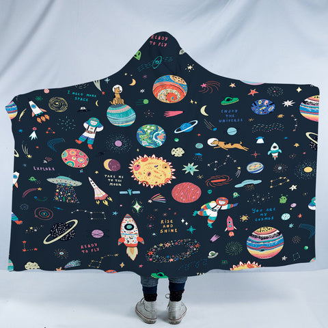 Image of Cute Tiny Space Draw SWLM5469 Hooded Blanket