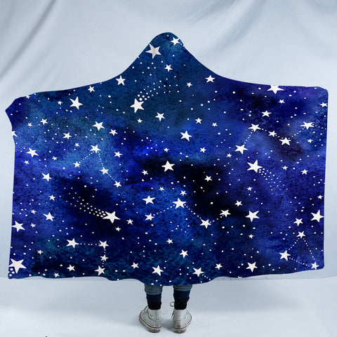Image of Blue Tint Galaxy Stars SWLM5474 Hooded Blanket