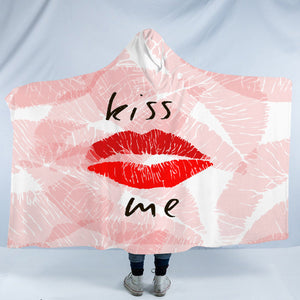 Kiss Me Red Lips Pink Theme SWLM5476 Hooded Blanket