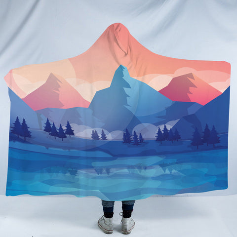 Image of Pastel Colorful Landscape Illustration SWLM5481 Hooded Blanket