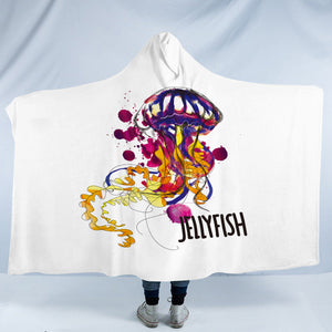 Dark Purple Watercolor Brush Jellyfish SWLM5483 Hooded Blanket