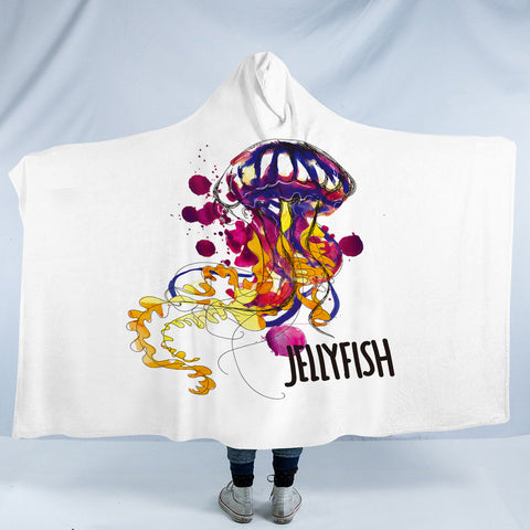 Image of Dark Purple Watercolor Brush Jellyfish SWLM5483 Hooded Blanket