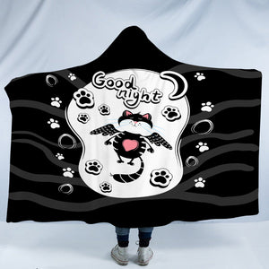 Good Night Lovely Cat Black Theme SWLM5484 Hooded Blanket