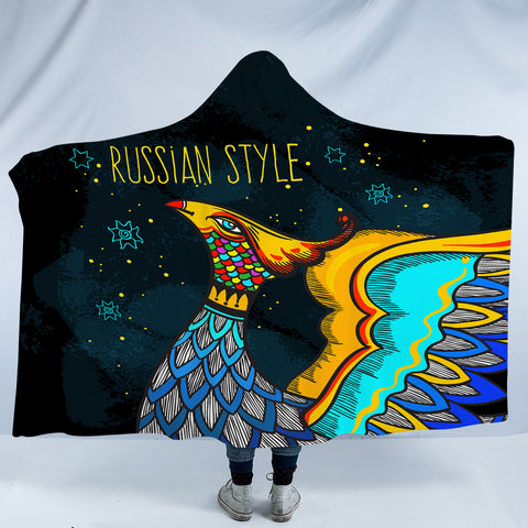 Image of Colorful Russian Style Peacock SWLM5485 Hooded Blanket