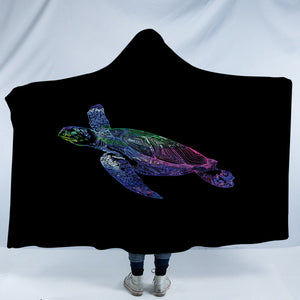 Colorful Purple Gradient Line Turtle Black Theme SWLM5486 Hooded Blanket