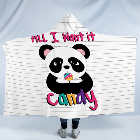 Image of Lovely Panda All I Want Is Candy SWLM5487 Hooded Blanket