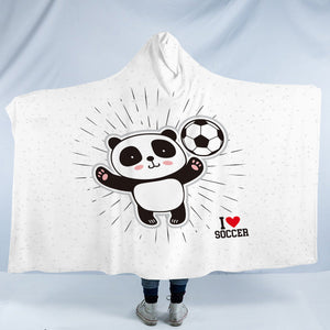 Cute Little Panda I Love Soccer SWLM5491 Hooded Blanket