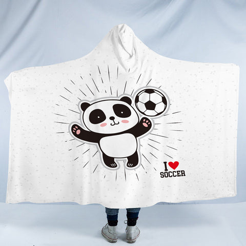 Image of Cute Little Panda I Love Soccer SWLM5491 Hooded Blanket
