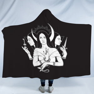 B&W 3-side Of Witch SWLM5496 Hooded Blanket