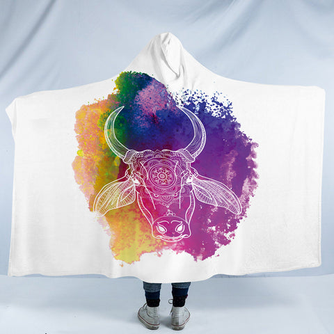 Image of Colorful Splatter Mandala Buffalo White Line SWLM5497 Hooded Blanket