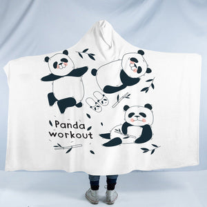 Cute Panda Work Out SWLM5500 Hooded Blanket