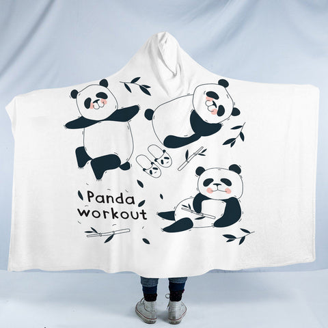 Image of Cute Panda Work Out SWLM5500 Hooded Blanket