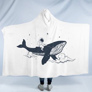 Astronaut Riding Big Whale SWLM5504 Hooded Blanket