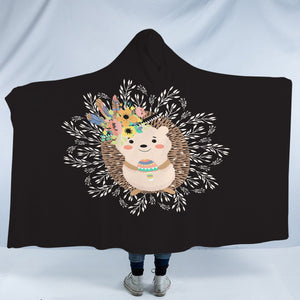 Cute Floral Pastel Hedgehog SWLM5597 Hooded Blanket