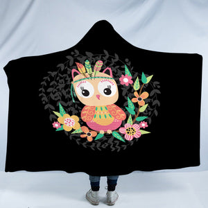 Cute Floral Pastel Owl SWLM5598 Hooded Blanket