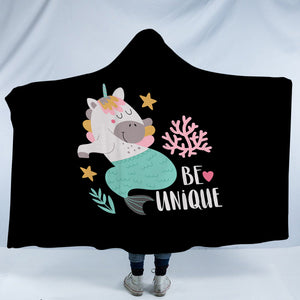 Be Unique Unicorn Mermaid SWLM5603 Hooded Blanket