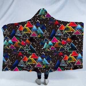 Multi Galaxy Triangles White Outline SWLM5605 Hooded Blanket