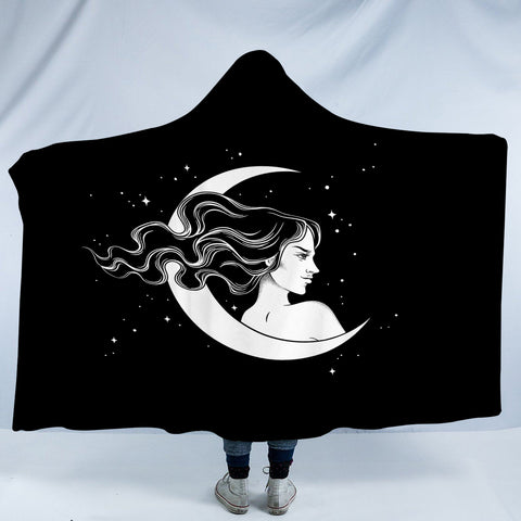 Image of B&W Lady & Half Moon SWLM5606 Hooded Blanket