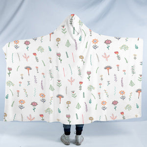 Vintage Flowers White Theme SWLM5610 Hooded Blanket