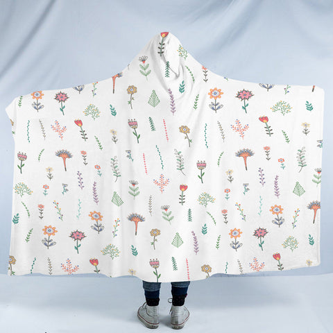 Image of Vintage Flowers White Theme SWLM5610 Hooded Blanket