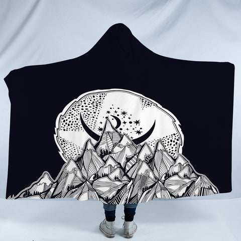 Image of B&W Sunset Forest & Mountain SWLM5618 Hooded Blanket