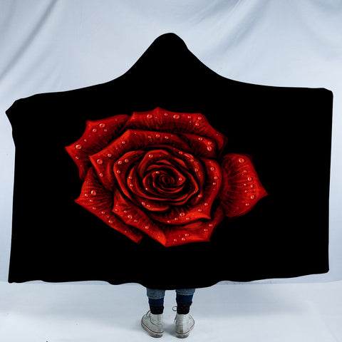Image of Dark Rose Black Theme SWLM5619 Hooded Blanket