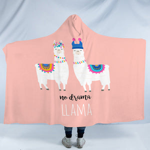 Cute Pastel Couple Llama - No Drama SWLM5620 Hooded Blanket
