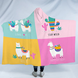 Cute Shades Of Llama Pastel Theme SWLM5621 Hooded Blanket