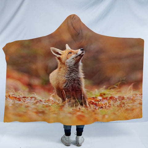 Image of Real Little Fox In The Forest SWLM6107 Hooded Blanket
