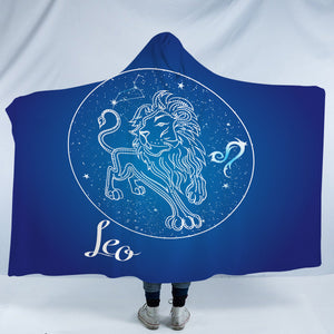 Leo Sign Blue Theme SWLM6110 Hooded Blanket
