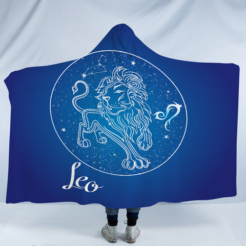 Image of Leo Sign Blue Theme SWLM6110 Hooded Blanket