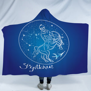 Sagittarius Sign Blue Theme SWLM6111 Hooded Blanket