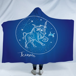 Taurus Sign Blue Theme SWLM6112 Hooded Blanket