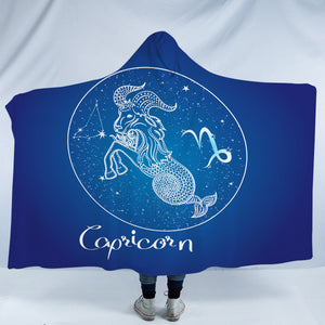 Capricorn Sign Blue Theme SWLM6113 Hooded Blanket
