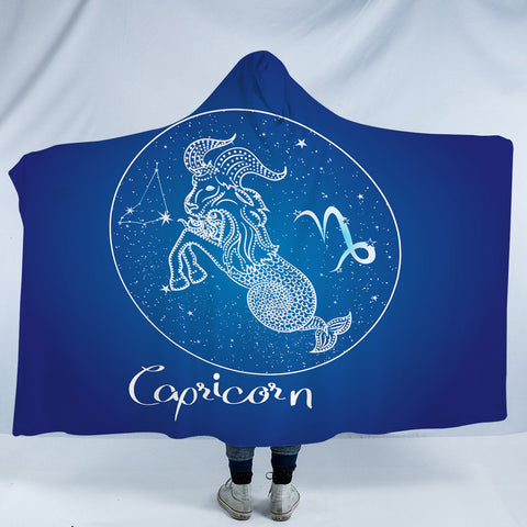 Image of Capricorn Sign Blue Theme SWLM6113 Hooded Blanket