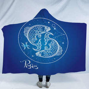 Pisces Sign Blue Theme SWLM6115 Hooded Blanket
