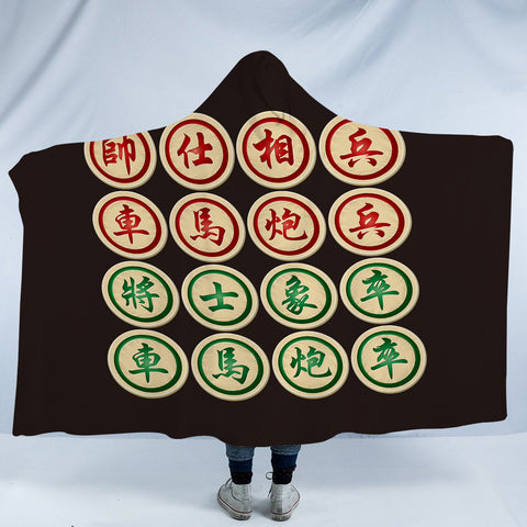 Image of Chiness Check Xiangqi Black Theme SWLM6116 Hooded Blanket