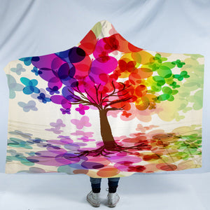 Colorful Butterfly Pattern Tree SWLM6118 Hooded Blanket