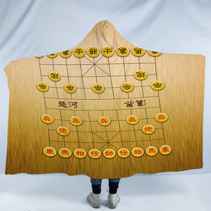 Chinese Chess Xiangqi Wood Theme SWLM6119 Hooded Blanket