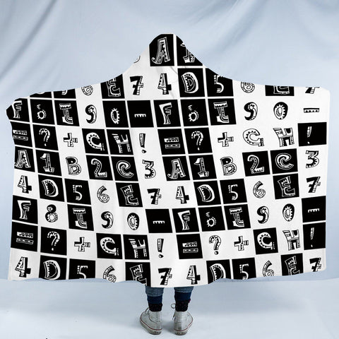 Image of B&W Hiphop Graphic Typo SWLM6123 Hooded Blanket