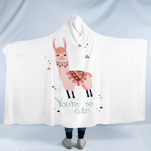 Image of You Are So Cute - Pink Llama SWLM6130 Hooded Blanket