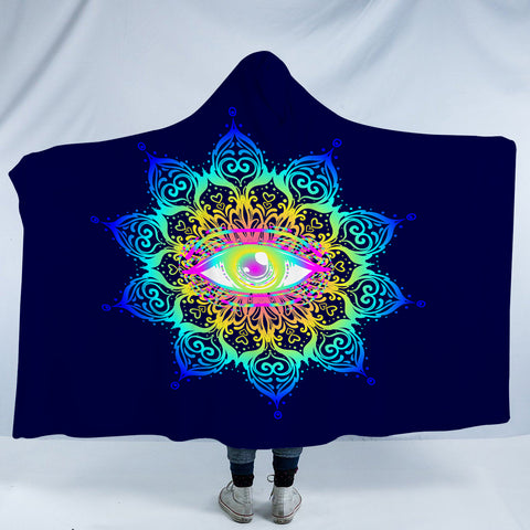 Image of Colorful Magical Eye Dark Blue Theme SWLM6132 Hooded Blanket