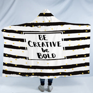 B&W Be Creative Be Bold Typo Star Stripes SWLM6133 Hooded Blanket