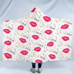 Kiss Me Pink Lips SWLM6134 Hooded Blanket