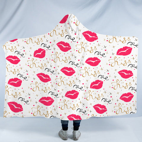 Image of Kiss Me Pink Lips SWLM6134 Hooded Blanket