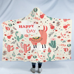 Pink Llama Happy Day SWLM6199 Hooded Blanket