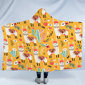 White Llama & Cactus Collection SWLM6207 Hooded Blanket