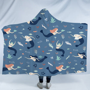 Cute Mermaid Collection Blue Theme SWLM6208 Hooded Blanket